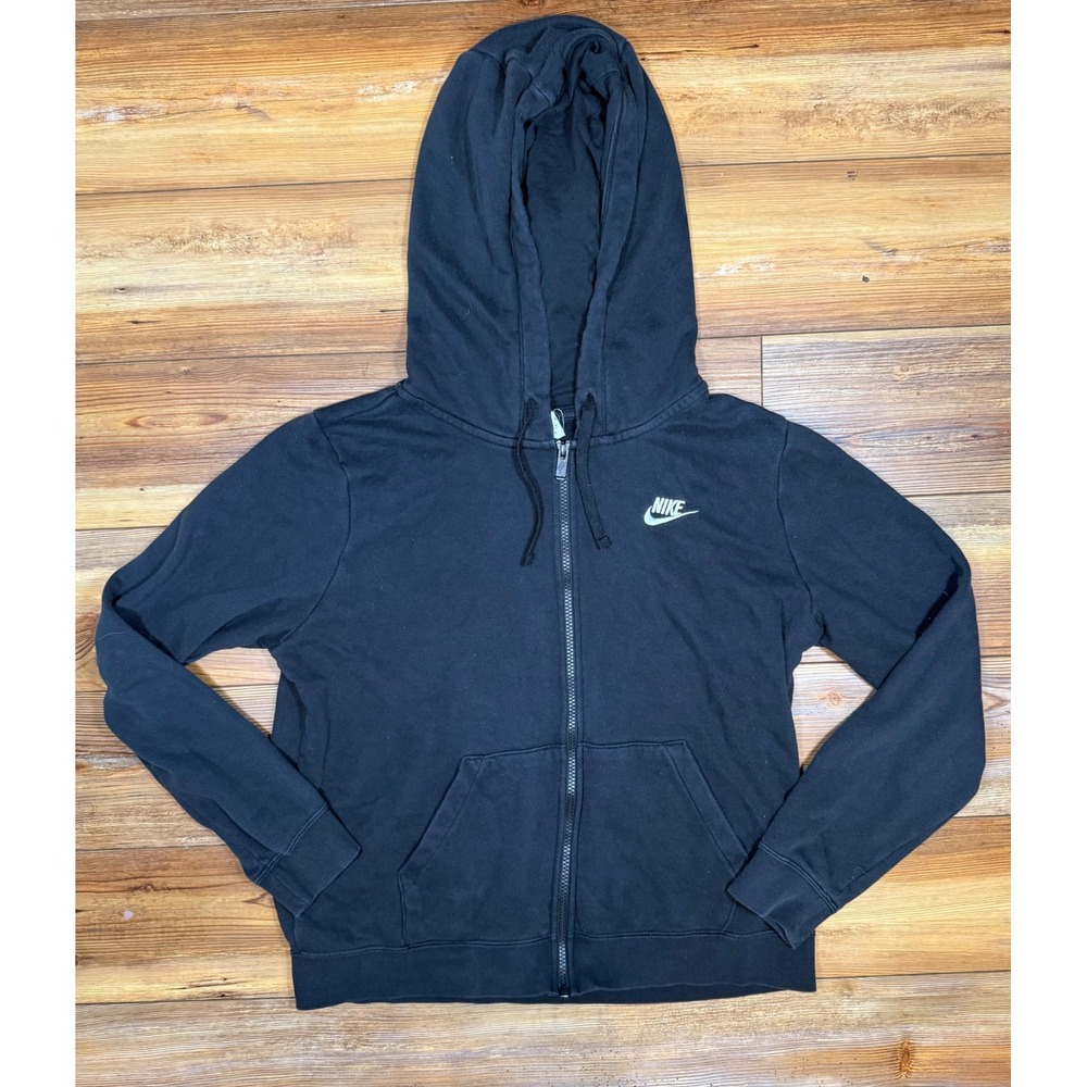 Nike Mens Full Zip Hoodie Black Fleece Futura Logo Sweatshirt Medium RN56323